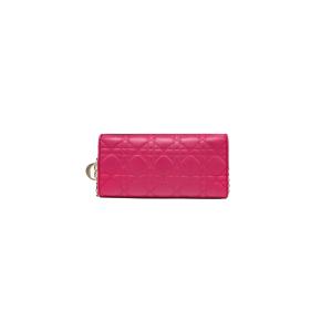 Dior Pink Cannage Leather Lady Dior Wallet On Chain 3
