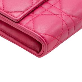 Dior Pink Cannage Leather Lady Dior Wallet On Chain 13