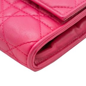 Dior Pink Cannage Leather Lady Dior Wallet On Chain 17