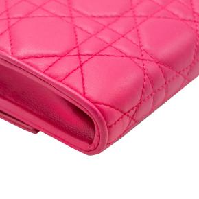 Dior Pink Cannage Leather Lady Dior Wallet On Chain 14