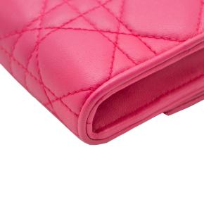 Dior Pink Cannage Leather Lady Dior Wallet On Chain 15