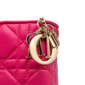 Dior Pink Cannage Leather Lady Dior Wallet On Chain 8