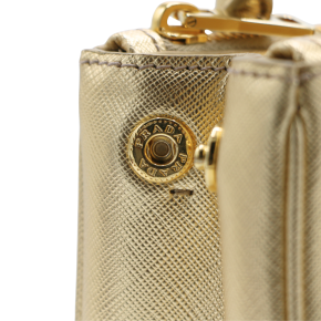 Prada Gold Metallic Saffiano Lux Small Galleria Double Zip Tote 8