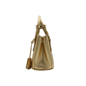 Prada Gold Metallic Saffiano Lux Small Galleria Double Zip Tote 3