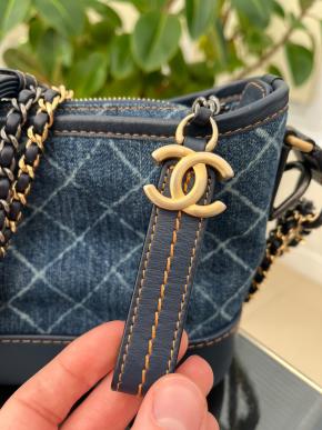 Chanel Small Denim and Calfskin Gabrielle Hobo 8