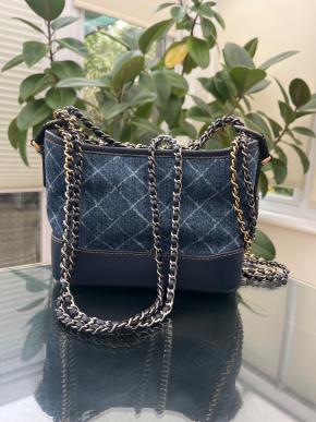 Chanel Small Denim and Calfskin Gabrielle Hobo 3