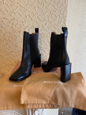 Acne Studios Bethany Black Leather Ankle Boots 6