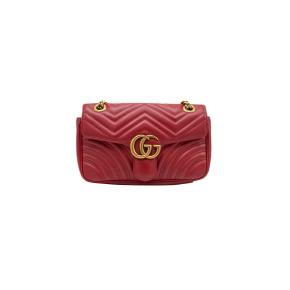 Gucci Small Red Calfskin Matelasse GG Marmont 2
