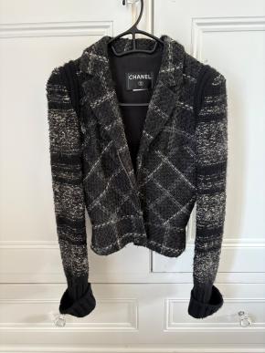 Chanel Black Tweed Zip Front Jacket 2