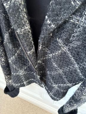 Chanel Black Tweed Zip Front Jacket 6