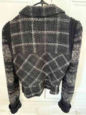 Chanel Black Tweed Zip Front Jacket 7