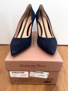 Gianvito Rossi Blue Suede Gianvito 85 Pumps 8