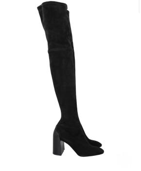 Hermès Black Suede Overknee Sock Boots 6
