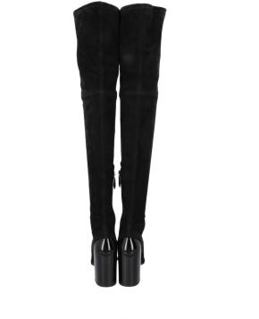 Hermès Black Suede Overknee Sock Boots 7