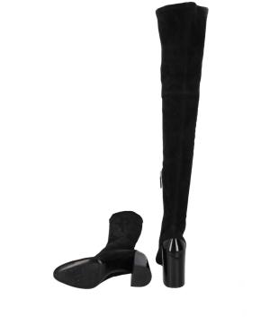 Hermès Black Suede Overknee Sock Boots 8