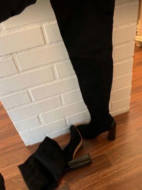 Hermès Black Suede Overknee Sock Boots 10