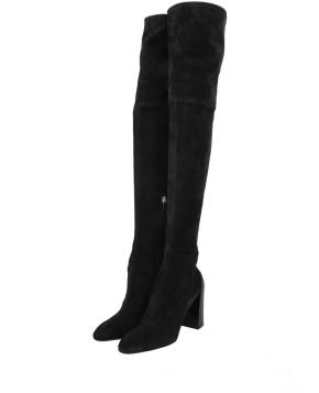 Hermès Black Suede Overknee Sock Boots 3