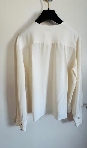 Chanel Cream Silk Button Front Blouse 15