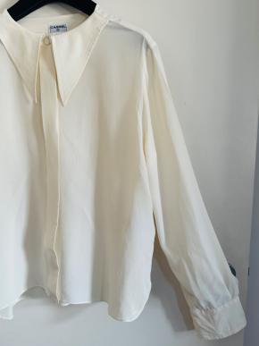 Chanel Cream Silk Button Front Blouse 14