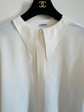 Chanel Cream Silk Button Front Blouse 3
