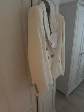 Balmain Cream Wool Double Breasted Blazer 4