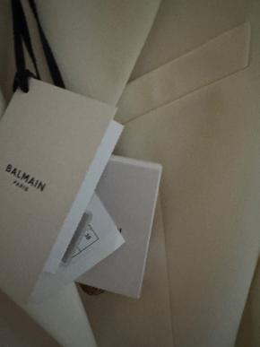 Balmain Cream Wool Double Breasted Blazer 7