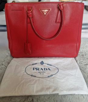 Prada Red Saffiano Leather Galleria Bag 4