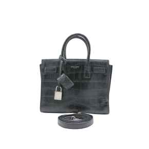 Saint Laurent Small Black Croc Embossed Sac De Jour Bag 2
