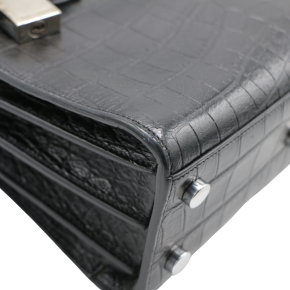 Saint Laurent Small Black Croc Embossed Sac De Jour Bag 15