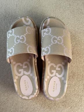 Gucci Beige/Pink Angelina Platform Slides 4
