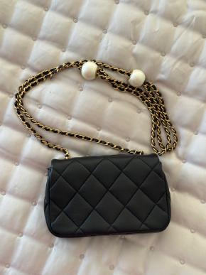 Chanel Black Lambskin ‘Pearl Crush’ Classic 2