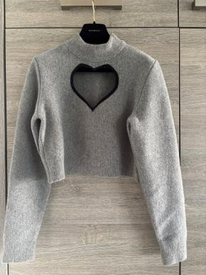 Alaia Grey Heart Cut Out Cropped Sweater 2