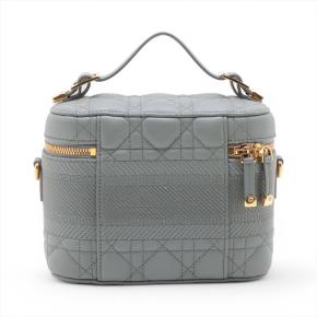 Dior Small Grey Cannage Leather 2 Way Vanity Bag 2