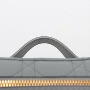 Dior Small Grey Cannage Leather 2 Way Vanity Bag 11