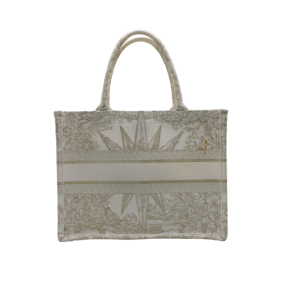 Dior Medium Gold Canvas Embroidered Rêve d'Infini Book Tote 2