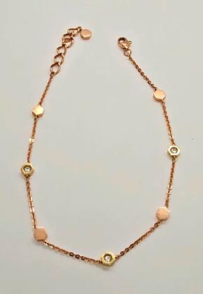 Bespoke Gold Hexagon Charm Diamond Set Bracelet 7