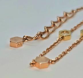 Bespoke Gold Hexagon Charm Diamond Set Bracelet 4
