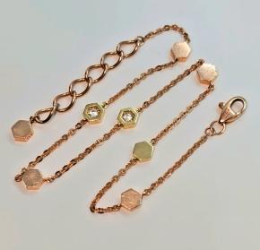 Bespoke Gold Hexagon Charm Diamond Set Bracelet 3