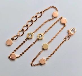 Bespoke Gold Hexagon Charm Diamond Set Bracelet 5