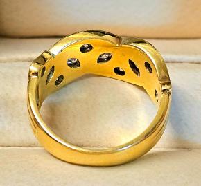 Kutchinsky Marquis And Round Diamond Set Gold Ring 7