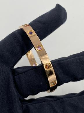 Cartier Rainbow Gem Yellow Gold Love Bracelet Size 16 2