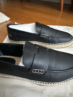 Hermes Black Leather Trip Espadrilles Size 42 2