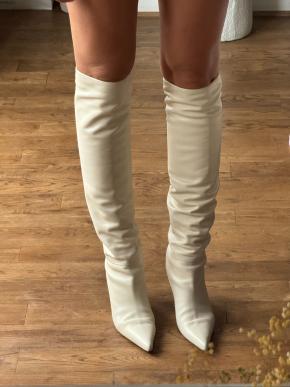 The Row Cream Calfskin Bourgeoisie Over-the-Knee Boots 3