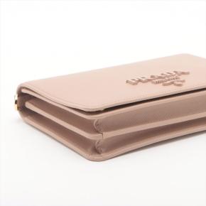 Prada Beige Saffiano Wallet On Chain 4