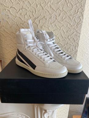 Saint Laurent White Lather High Tops 2