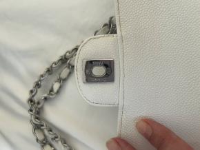 Chanel White Caviar Medium Double Flap Bag 6