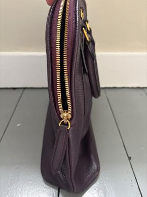 Burberry Deep Purple Leather Tote Bag With Strap 4