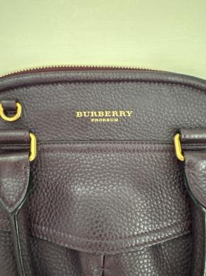 Burberry Deep Purple Leather Tote Bag With Strap 6