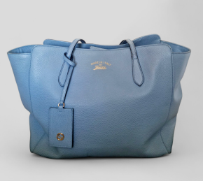 Gucci Mineral Blue Pebbled Calfskin Tote 6