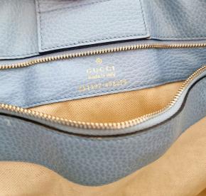 Gucci Mineral Blue Pebbled Calfskin Tote 11